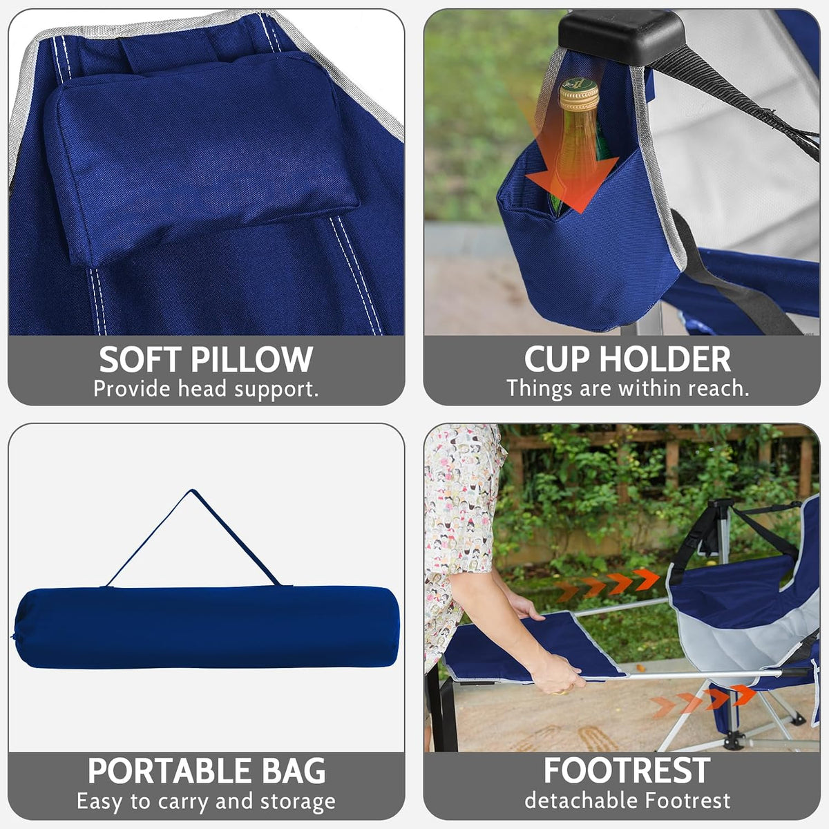 Romswi 2-Pack Aluminum Hammock Chair with Footrest, Oversized Portable Foldin...