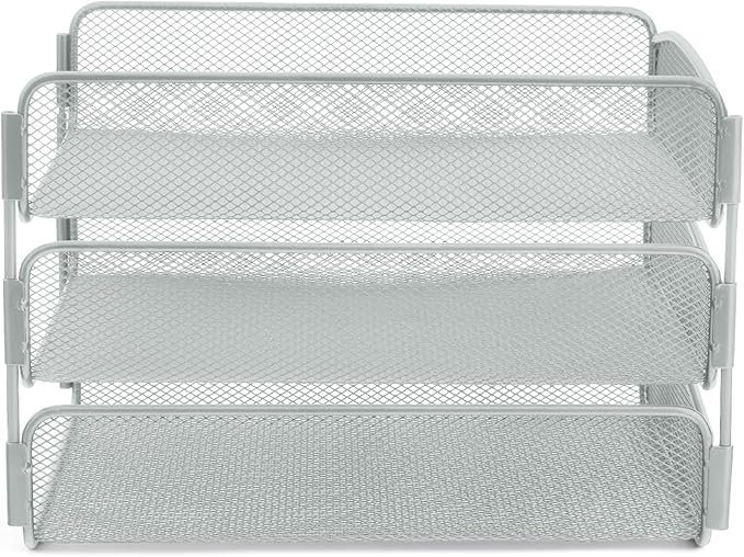 Safco Onyx Desktop Organizer, 3-Tier Paper Tray, Durable Steel Mesh Construction - Image 3