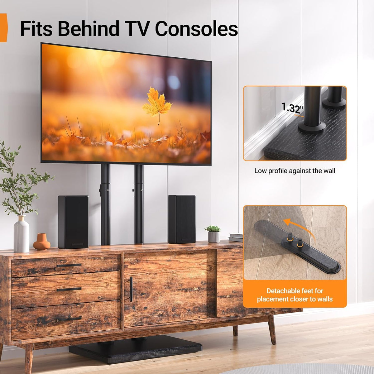 Perlegear Universal Floor TV Stand for 32–75" TVs up to 110 lbs, Height-...