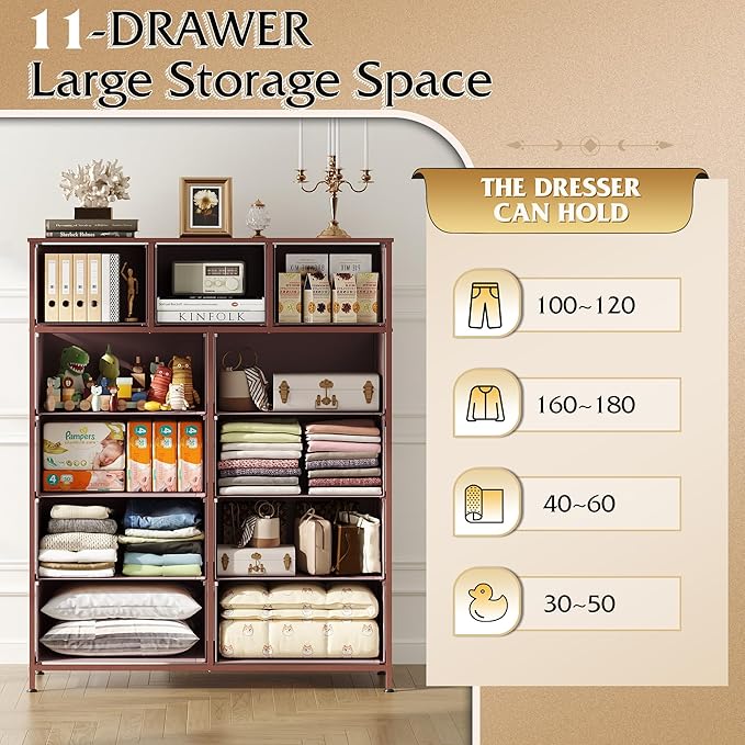 WLIVE Tall Dresser for Bedroom, Fabric Dresser Storage Tower, Chest of Drawers - Image 5