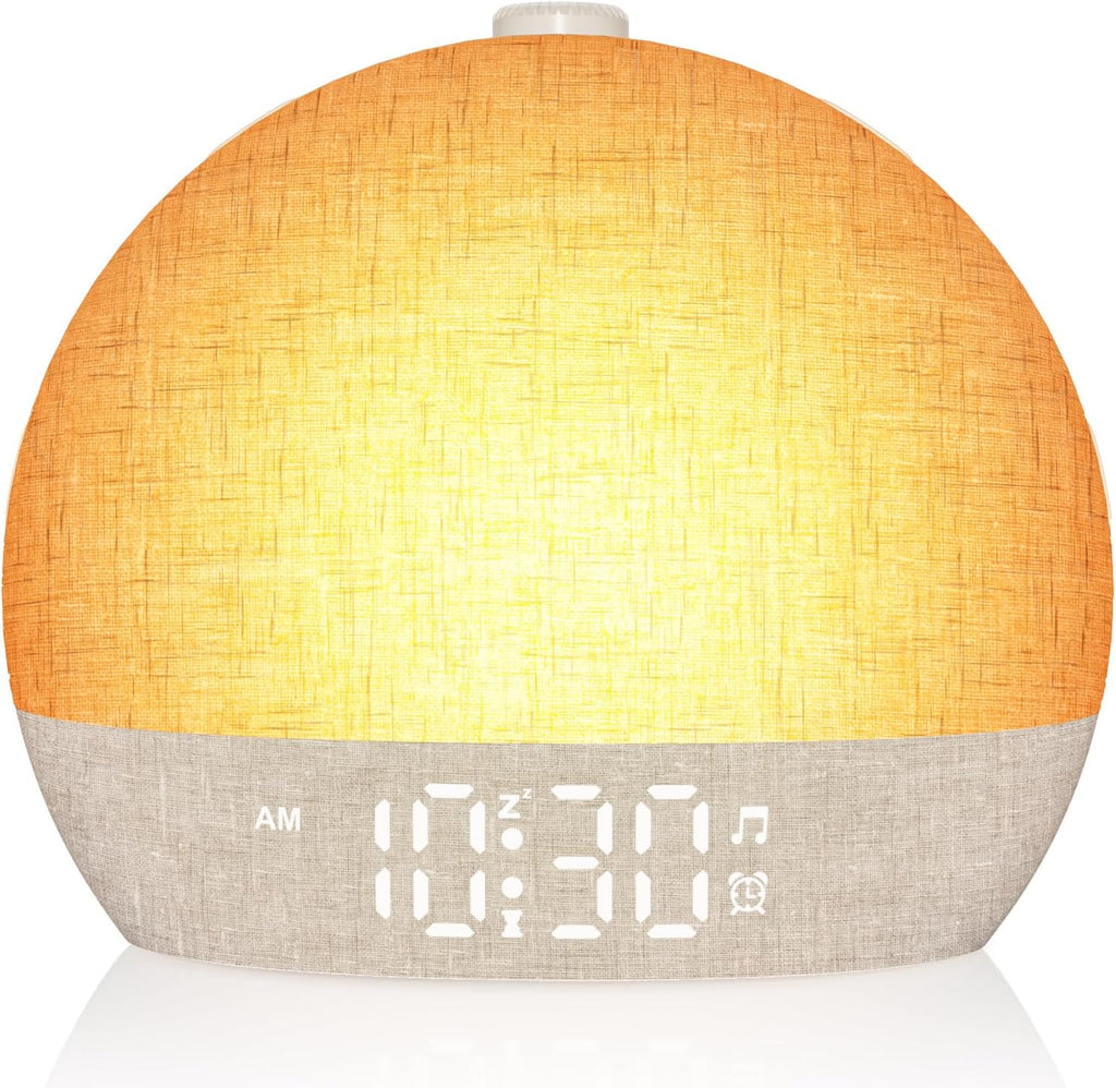 wake up light sunrise alarm clock, white noise, main product view