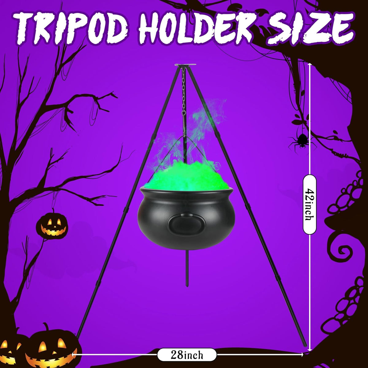 Halloween Decorations Outdoor, Large Witches Cauldron Kettle on Tripod with L...