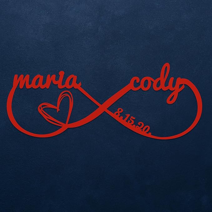 Personalized Valentines Day Metal Wall Sign, Custom Infinity Heart Love Couple - Image 5