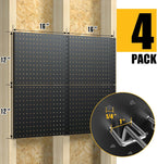 spampur peg board, 4 pack metal black pegboard, close-up detail