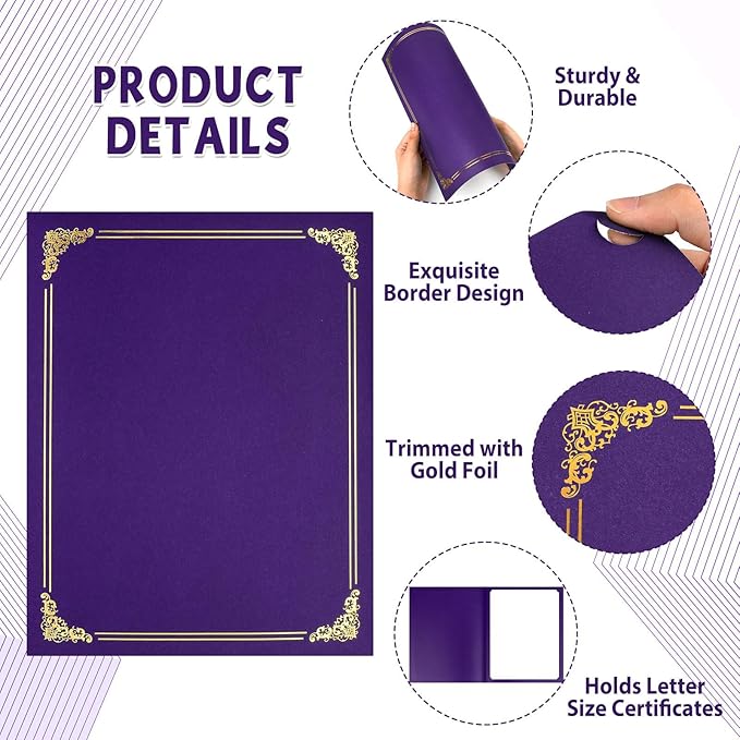 gisgfim 15Pcs Certificate Holders Diploma Covers Single Sided Gold Foil Border - Image 4