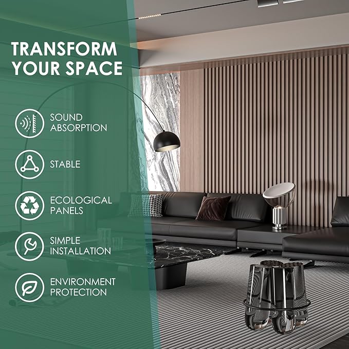 VallisCo 4-Piece Wood Slat Acoustic Panels - Image 4
