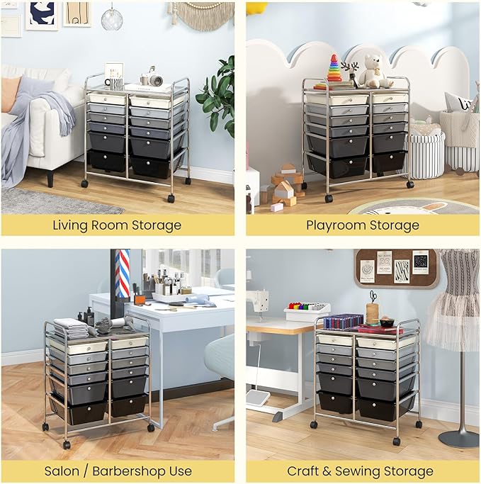 Giantex 12 Drawer Rolling Storage Cart Tools Scrapbook Paper Office School - Image 5