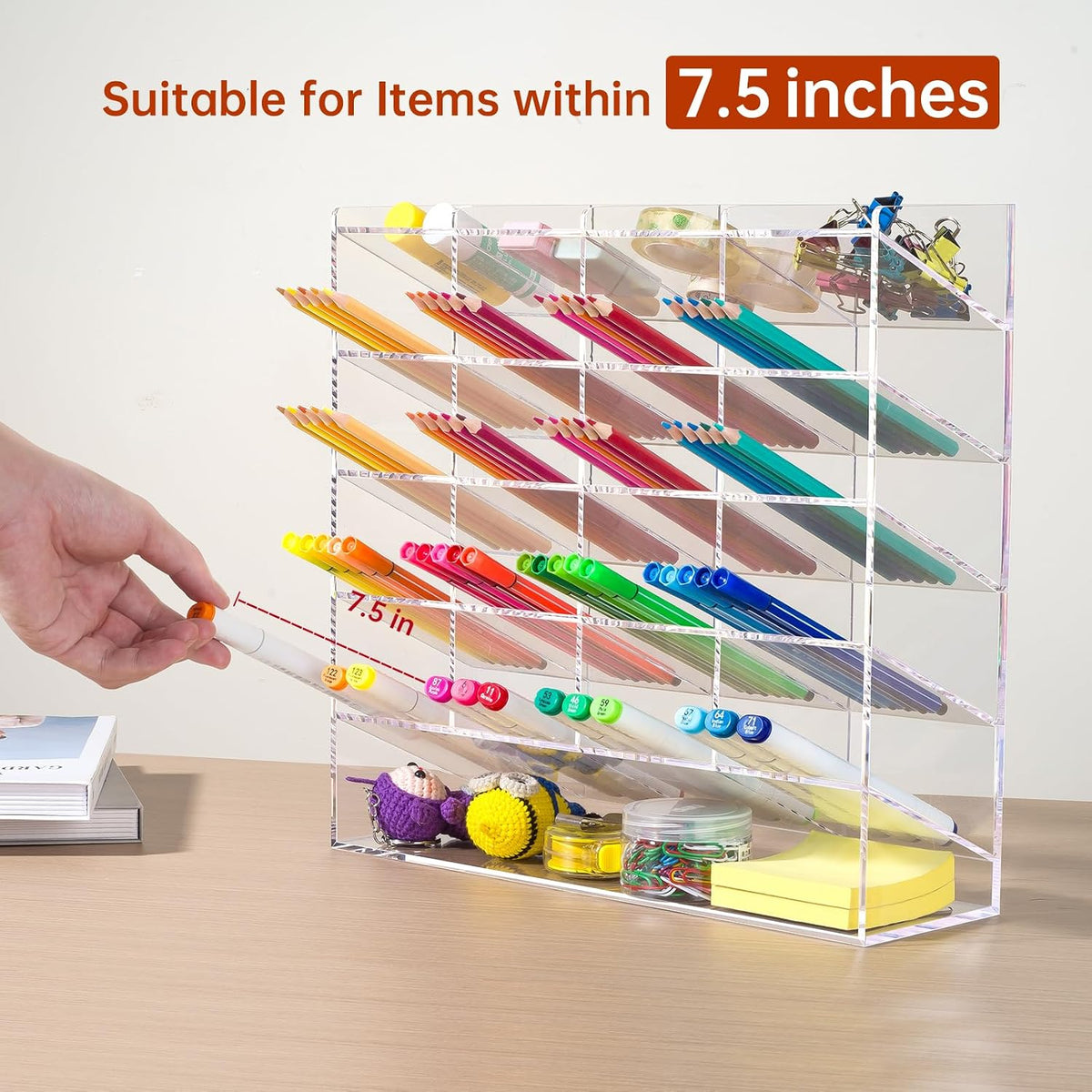 beygorm acrylic vertical marker organizer for 250 markers, close-up detail