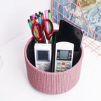 Hennaja Round Leather Art Supply Organizer, Remote Control Holder, 360 Degree - Image 6