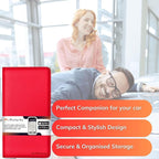 Red Magnetic Shut Premium PU Leather Insurance and Registration Holder - Image 5
