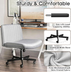 PUKAMI Criss Cross Chair with Wheels, Fabric Padded Armless Cross Legged Office - Image 6