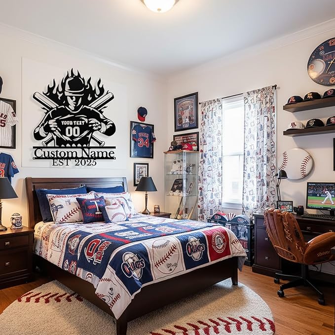 Personalized Baseball Metal Sign Custom Baseball Signs Wall Art, Custom Name - Image 2
