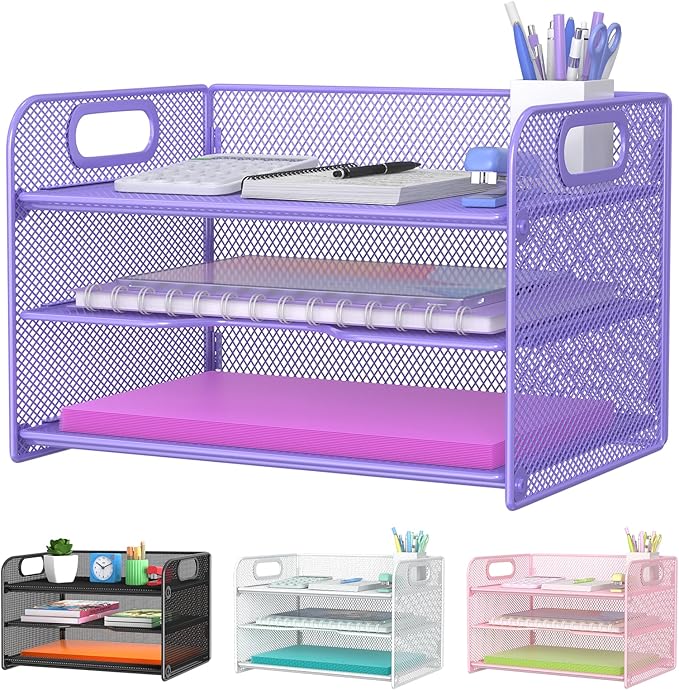 Samstar 3 Tier Purple Letter Tray Paper Organizer by Samstar