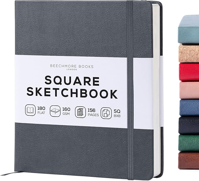 Beechmore Books Square Sketchbook – 8x8 Premium Vegan Leather Bound Large by BeechmoreBooks