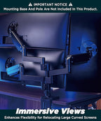 ULTRARM Heavy Duty Extension Arm Dual 49" Vertical Stacked Monitor Mount Height - Image 5