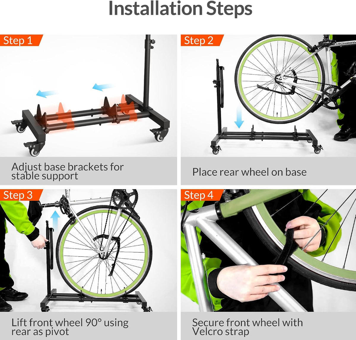 vertical bike stand, freestanding bike rack for garage, view 9