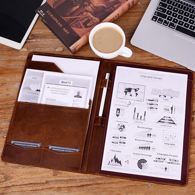 Jack&Chris Leather Portfolio, A4 Document Folder Legal Pad Padfolio, - Image 4