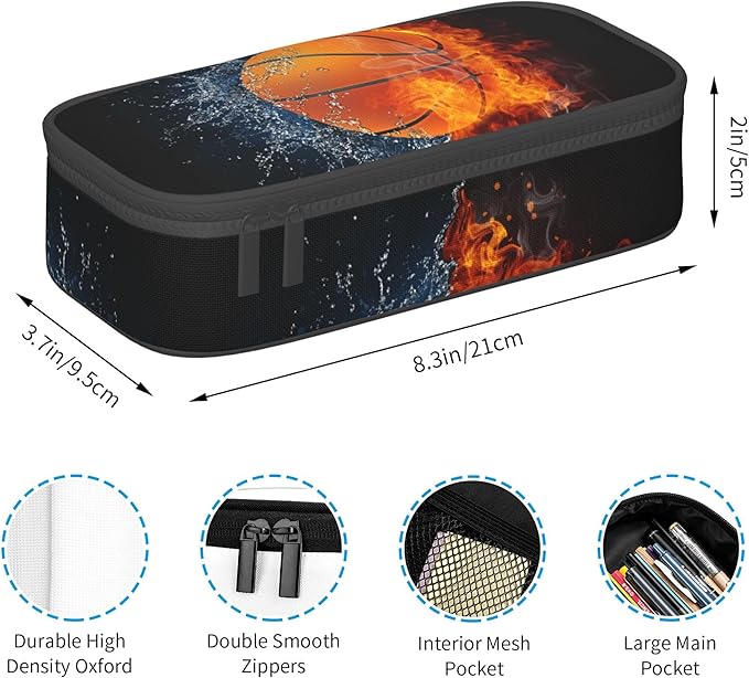 Basketball Pencil Box Black Kids Pencil Case - Image 3