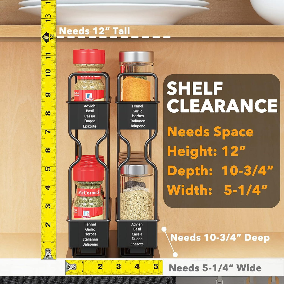 SpaceAid Pull Out Spice Rack Organizer for Cabinet, 2 Drawers 2-Tier, 1 Drawe...