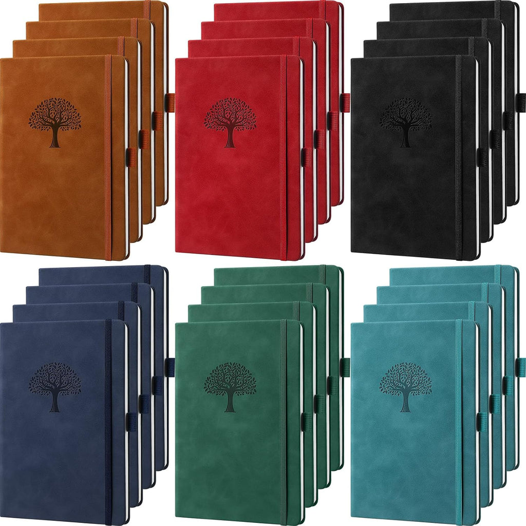Qeeenar 24 Pack Leather Notebook Journals Bulk 5.7" x 8.3" Harder Cover A5
