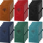 Qeeenar 24 Pack Leather Notebook Journals Bulk 5.7" x 8.3" Harder Cover A5 by Qeeenar