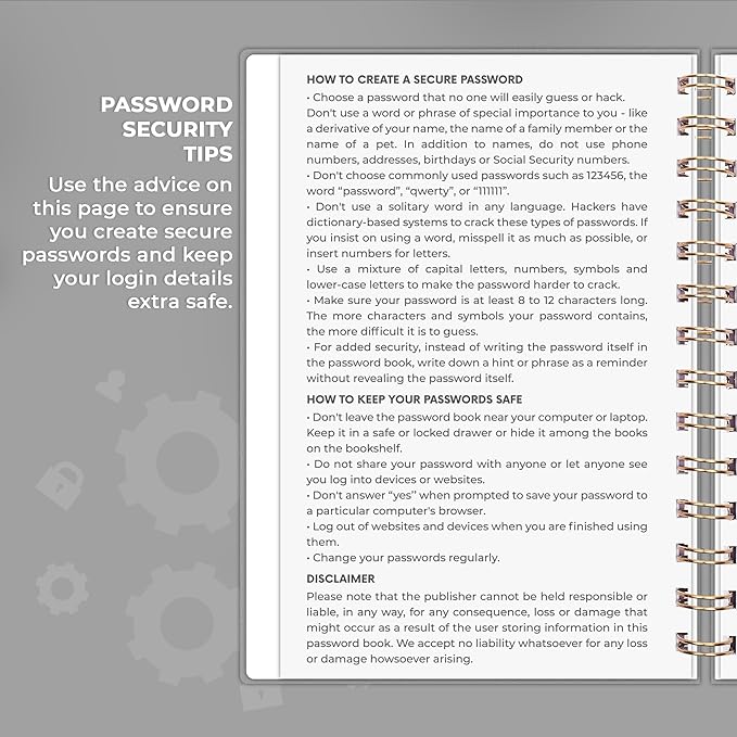 Clever Fox Password Book Spiral – Internet Address & Password Organizer - Image 5