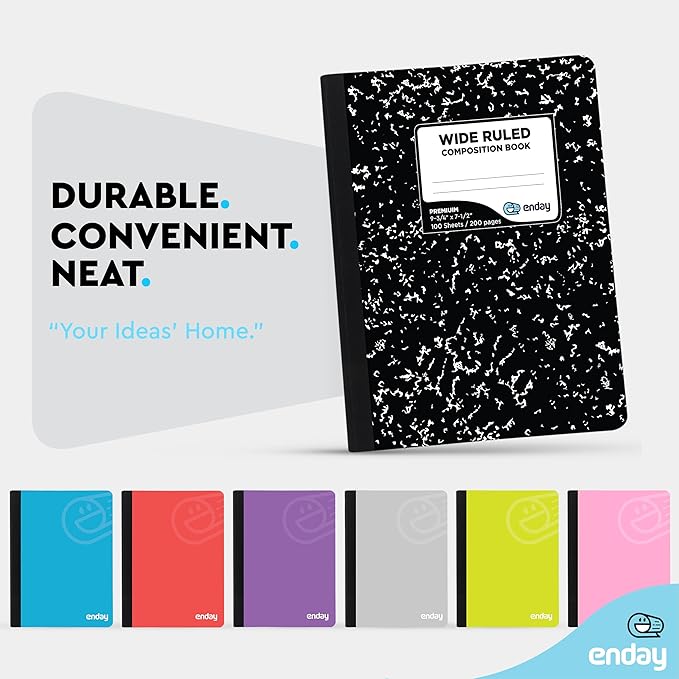 Emraw Composition Notebooks Wide Ruled Paper Bulk, Hard Cover Composition - Image 4