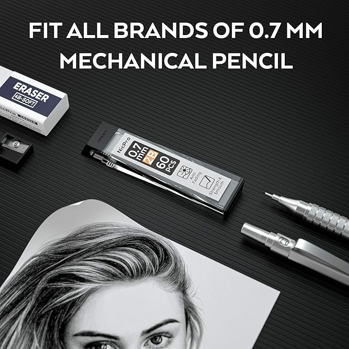 Nicpro 600pcs Mechanical Pencil Refills 0.7 mm, Break Resistant Mechanical - Image 3