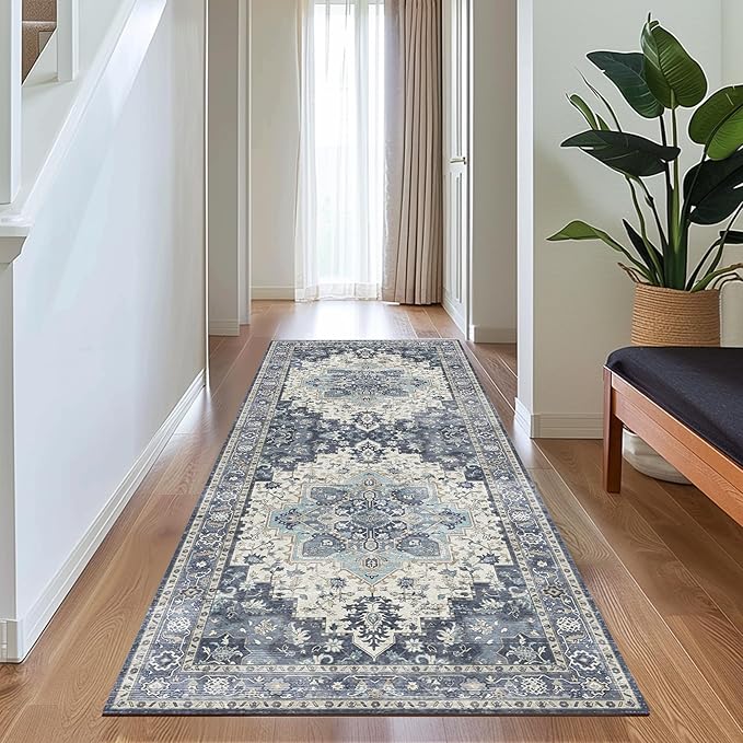 GENIMO 2'6"x8 Runner Rugs for Hallway, Machine Washable Non Slip Vintage Rugs - Image 2