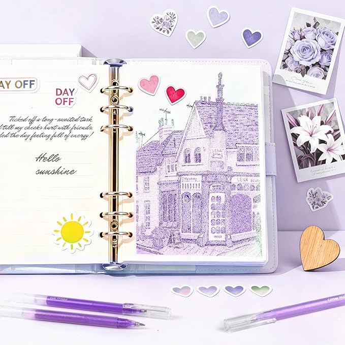 CAISEXILE 12 Purple Glitter Gel Pens Set, 1.0 mm Fine Point - Image 5