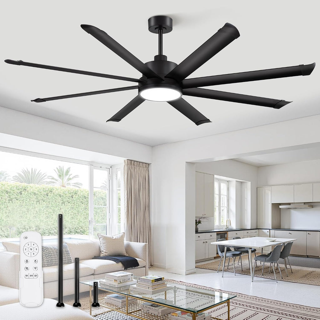 zmishibo 72 inch ceiling fans with lights,8 aluminum, main product view