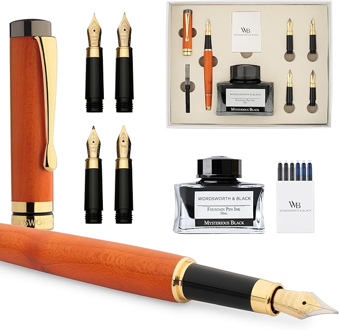 Wordsworth & Black Fountain Pen Gift Set, Includes Ink Bottle, 6 Ink Cartridges by WordsworthBlack