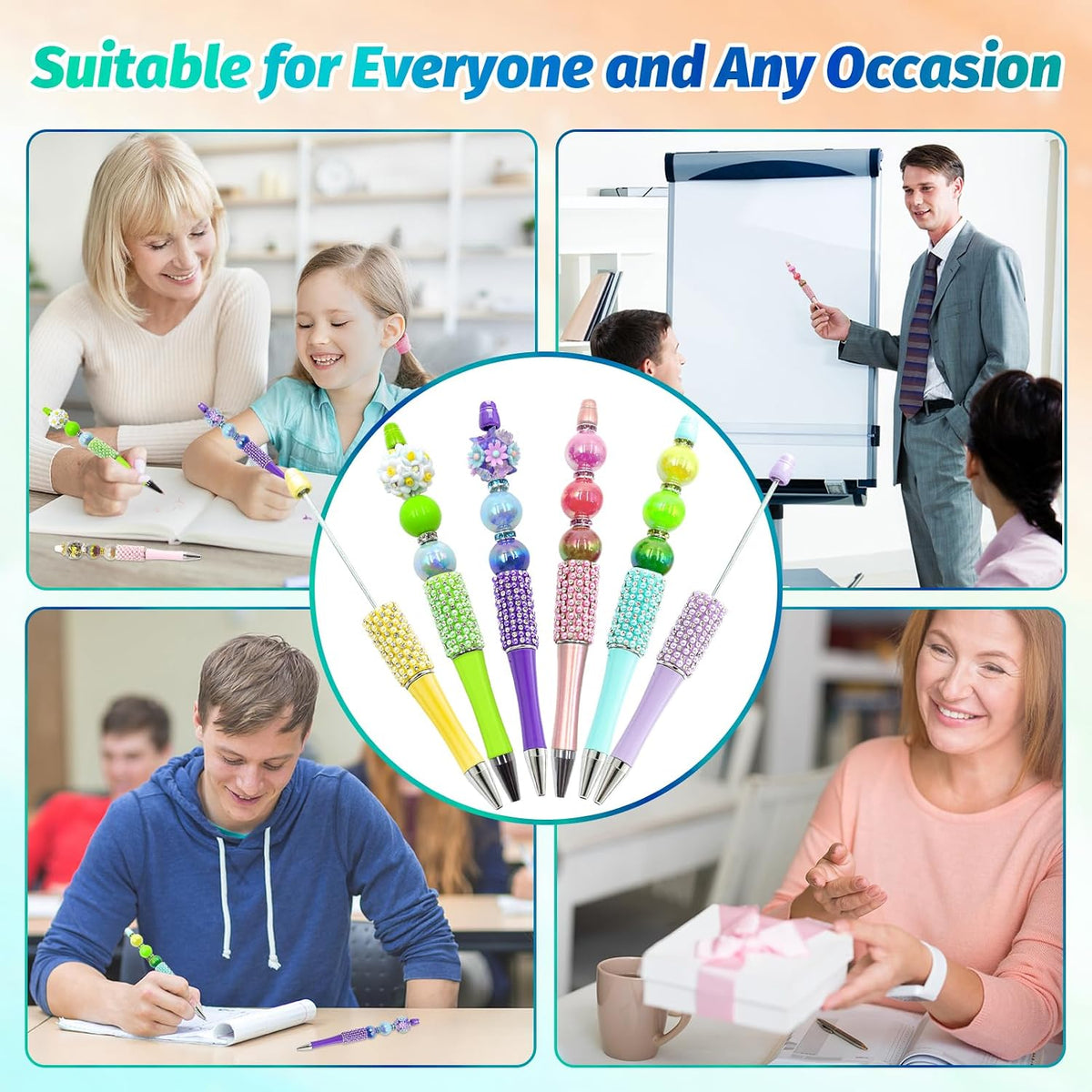 150 Pcs DIY Diamond Beadable Pen Kit - 50 Plastic Rhinestone Beaded Pens Bulk...