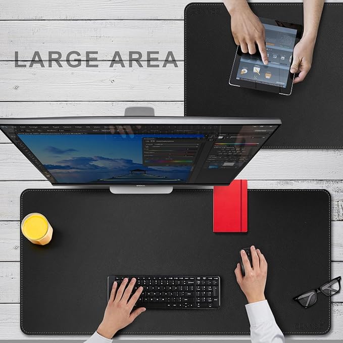 CENNBIE Leather Desk Mat Pad Blotter Protector, Extra Large Desk pad, Laptop - Image 3