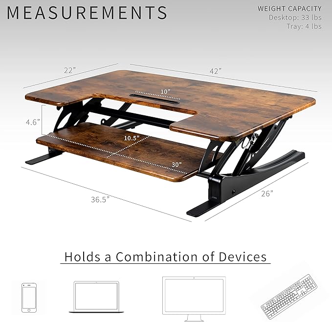 VIVO 42 inch Height Adjustable Stand Up Desk Converter, V Series, Quick Sit to - Image 4