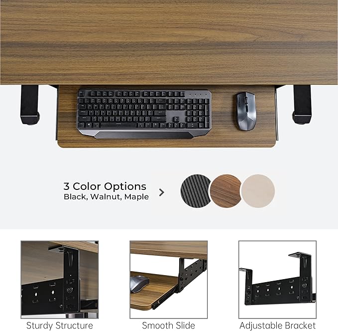 EUREKA ERGONOMIC Adjustable Keyboard Tray Under Desk, 28x11 Inch Large Slide - Image 8