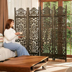 5.75Ft Room Divider Wood Screen, 33Lbs Durable MDF Carved Rustic Style Headboard - Image 8