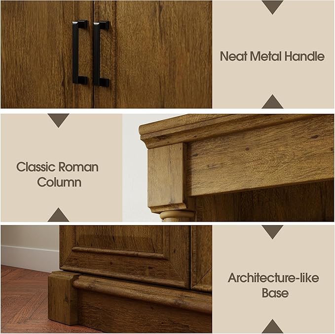 72" Roman Column Bookcase with Double Door Cabinet, 5 Tiers Tall Bookshelf - Image 4