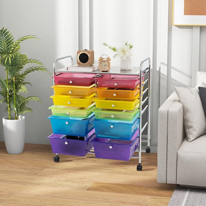Happygrill 12-Drawer Rolling Storage Cart, Utility Cart - Image 2