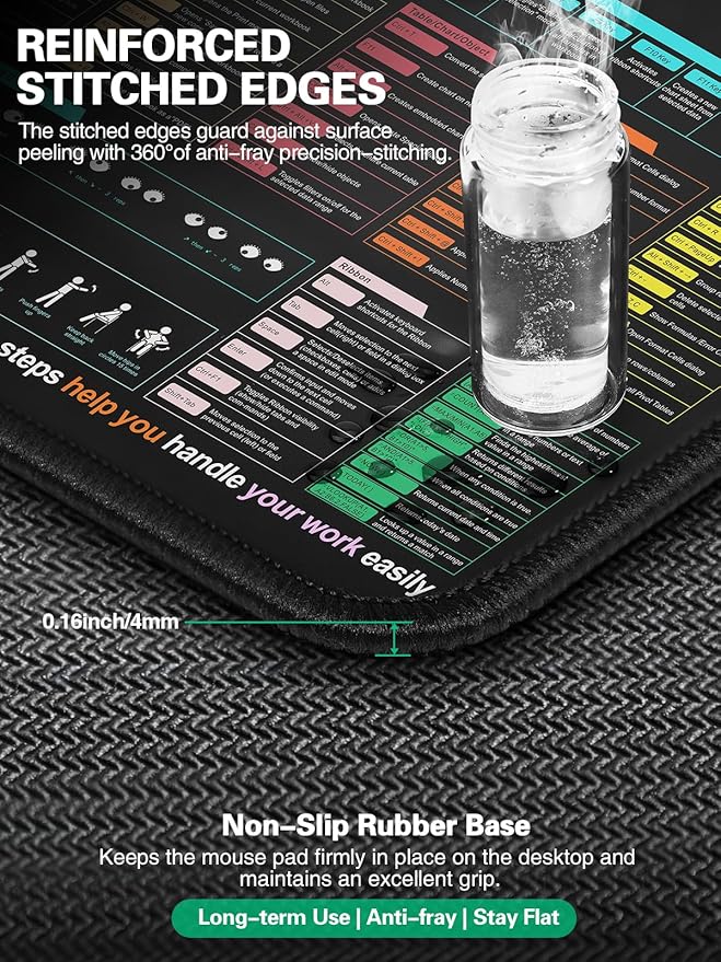 Mouse Pad for Excel/Word/PowerPoint/Windows Shortcut Keys, Desk Pad - Image 5