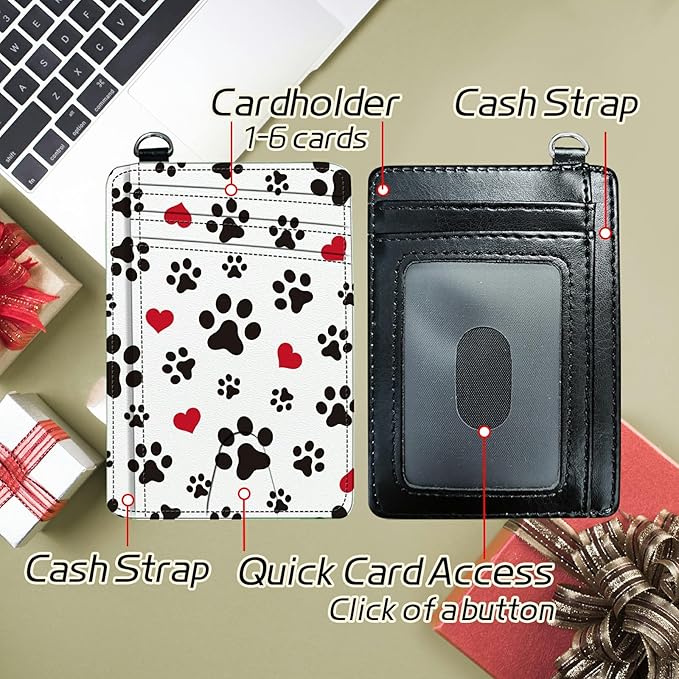 BWEGRHE Small Travel Wallets, Cute Dog Paw Prints Slim Minimalist Front Pocket - Image 5