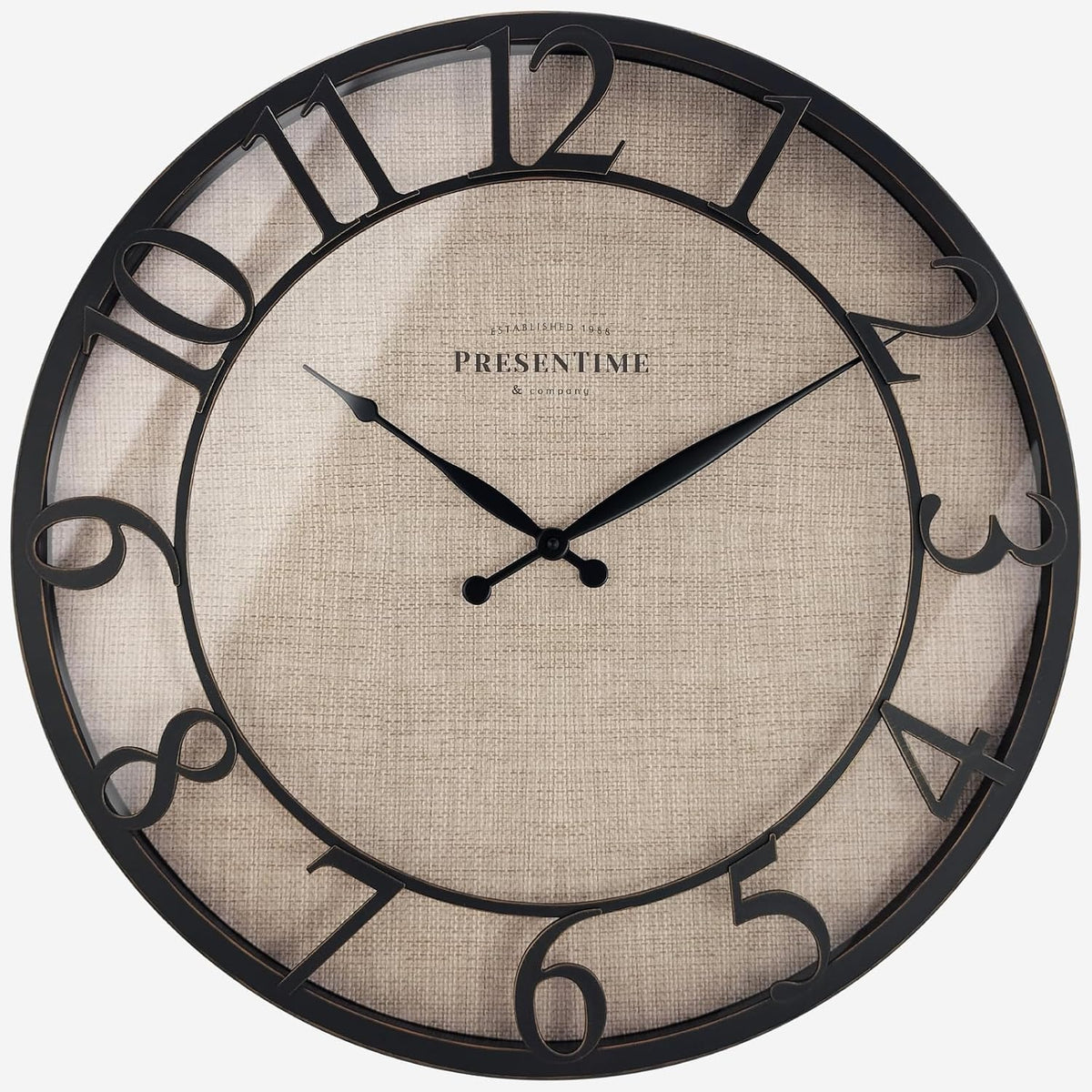 Presentime & Co 21" Farmhouse Series Wall Clock, Cottage Style, Faux Burlap