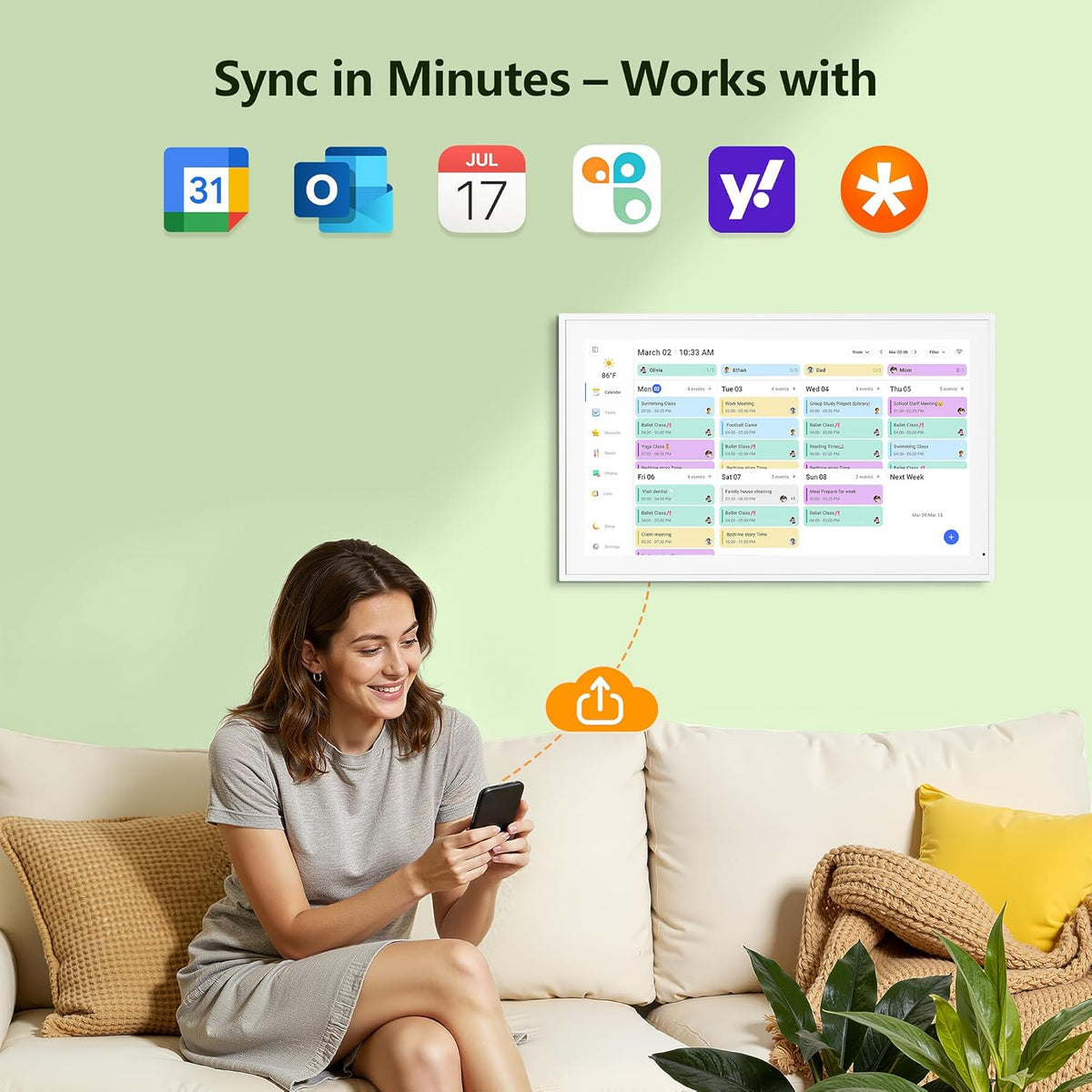 Digital Calendar, 15.6 Inch Wall Planner Electronic Calendar & Chore Char...