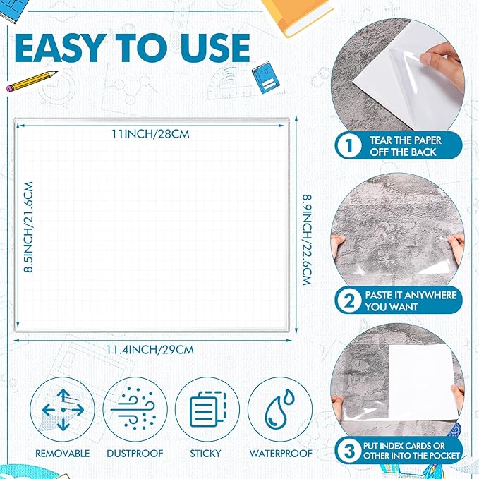 Outus Self Adhesive Shop Ticket Holders Clear Plastic Sleeves Adhesive Pockets - Image 2