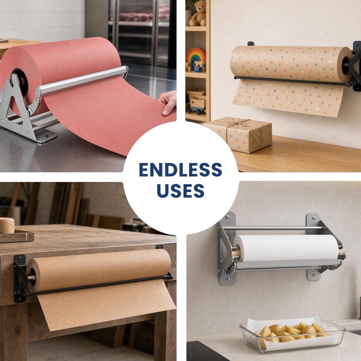 DIY Crew 18 Inch Paper Roll Dispenser and Cutter - Heavy-Duty Wall Mountable,...