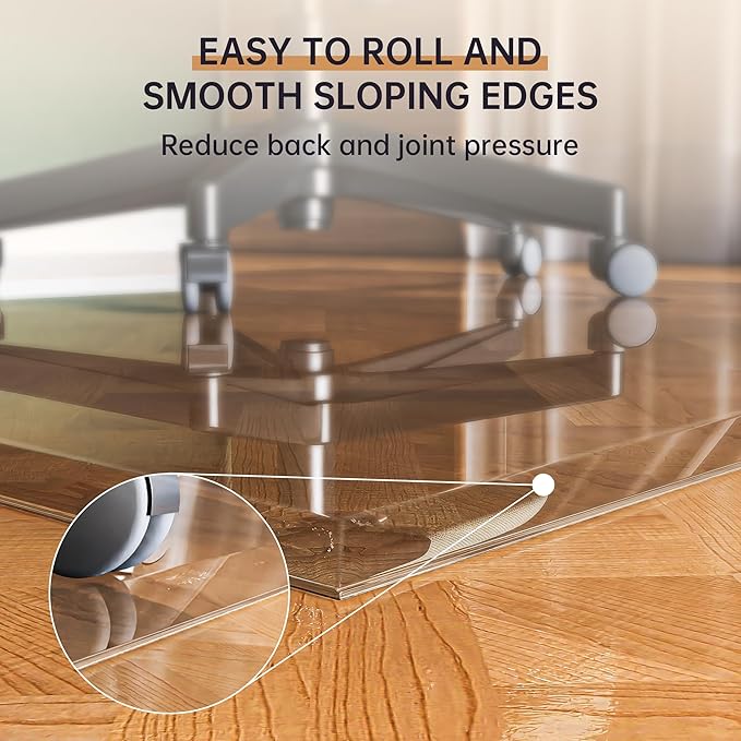55“ x 46” Beveled Edge Glass Chair Mat - Image 3