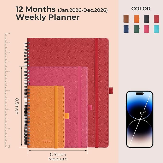 IN-LUXPRO Planner 2026 Daily Weekly and Monthly, 12 Months Spiral Bound - Image 2