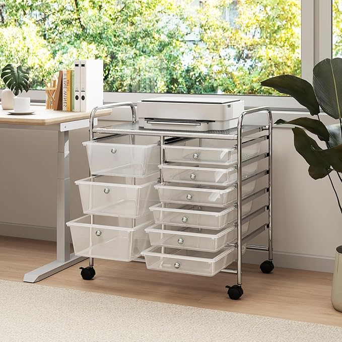 LDAILY 9 Drawer Rolling Storage Cart, Rolling Cart - Image 2