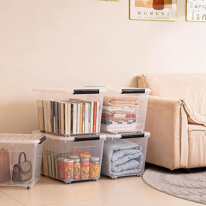 Citylife 82 QT Clear Plastic Storage Bins - Image 2