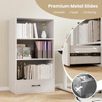 LOKO 4-Tier Bookcase with Storage Drawer, Modern Organizer Display Storage - Image 6